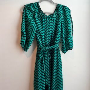 Green and Black chevron boutique dress with sash.